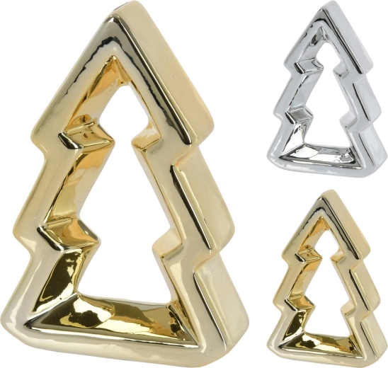 Dekoracyjna choinka błyszcząca 32 cm – srebrna lub złota