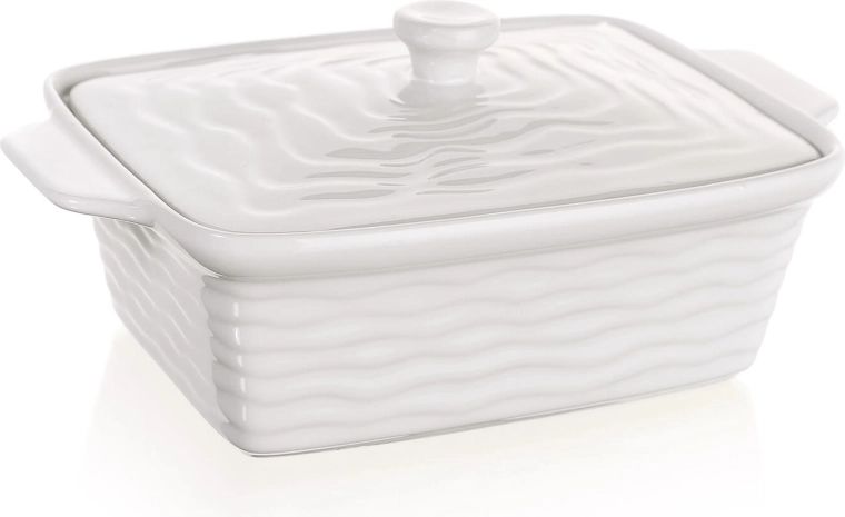 Naczynie żaroodporne ceramiczne z pokrywą 28 × 18 cm Culinaria white