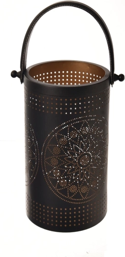 Metalowy świecznik czarno-złoty 26 cm