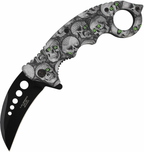 Herbertz CJH Totenköpfe składany nóż kieszonkowy karambit 7,3 cm