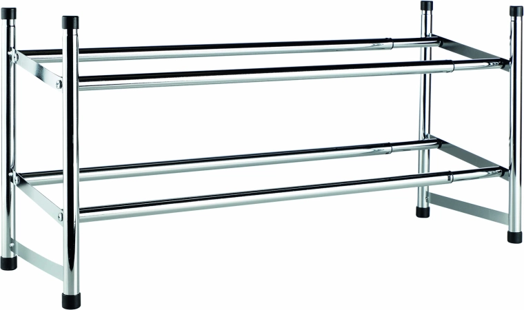 Regulowany dwupoziomowy chromowany stojak na buty ze stali