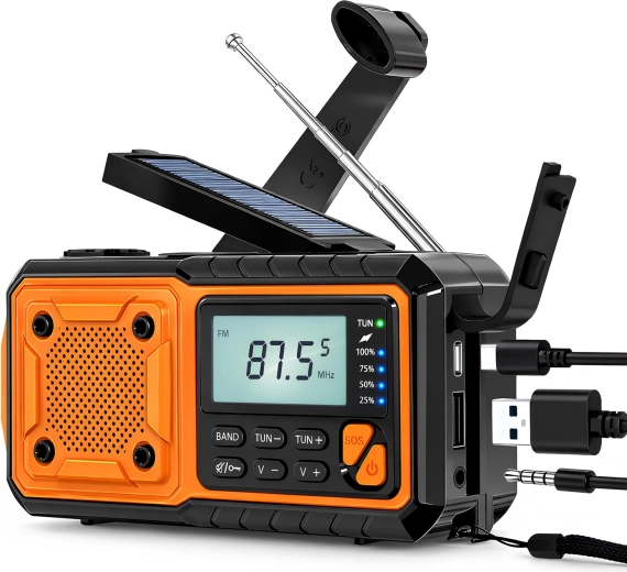 Awaryjne radio solarne Renew Force z powerbankiem 5000 mAh, dynamem i FM/AM/SW - 1 sztuka