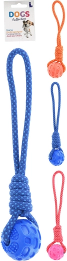Zabawka dla psa – piłka z liną 40 × 7 × 7 cm, mix kolorów