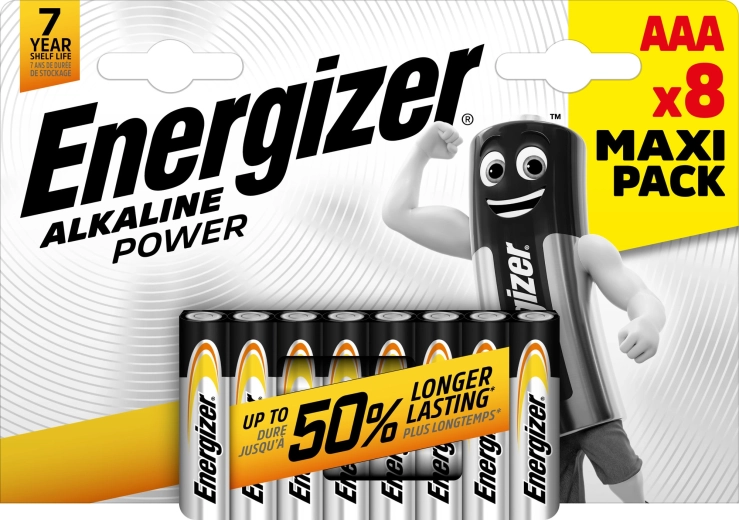 Energizer Alkaline Power AAA/LR03 alkaliczne baterie mikropaluszkowe - 8 szt.