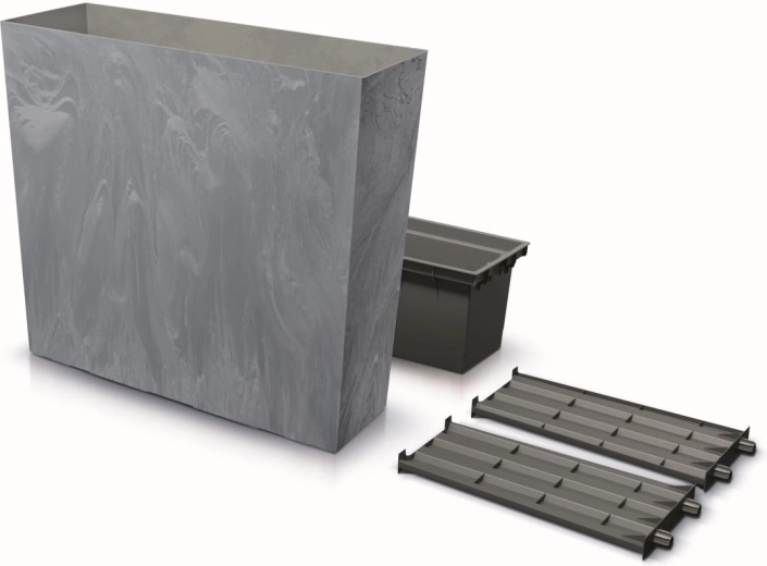 Wysoka donica z efektem betonu URBI CASE T, marengo, 77 cm