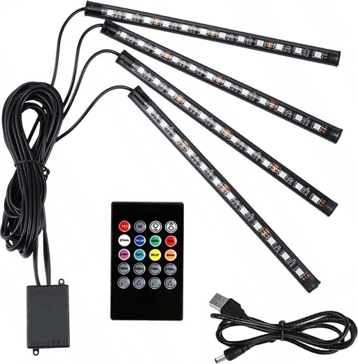 Samochodowe oświetlenie wnętrza RGB LED z czujnikiem dźwięku