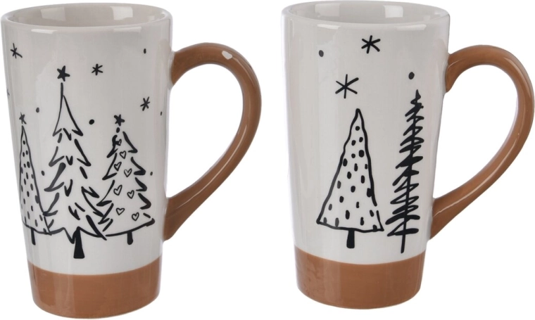 Kubek dolomitowy w kształcie choinki biały/beżowy 15 cm