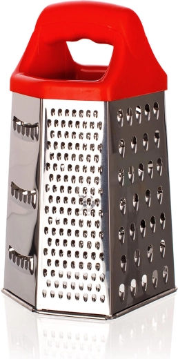 Sześciostronna stalowa tarka nierdzewna z czerwoną rączką CULINARIA 22,5 cm