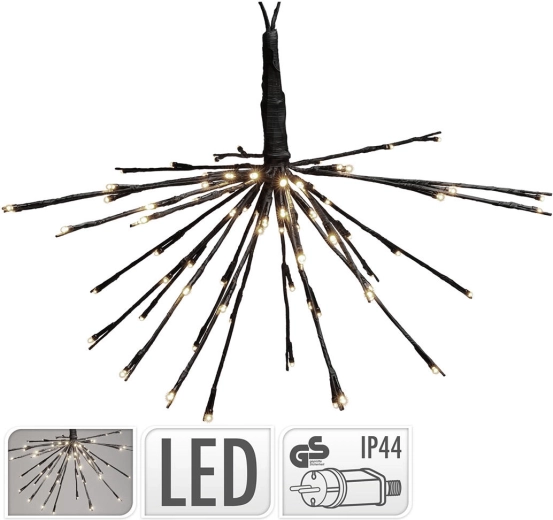 Zawieszana dekoracja świetlna 45 cm, 72 LED, ciepła biel, czarna