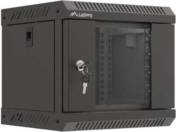 Wisząca szafa instalacyjna Lanberg Rack WF11 10" 4U 300x300 czarna