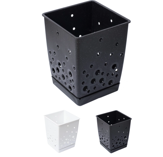 Ociekacz na sztućce z wyjmowaną podstawą czarno-biały