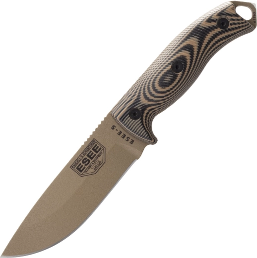 ESEE Model 5 nóż survivalowy 13,2 cm, Dark Earth, G10, pochwa Kydex