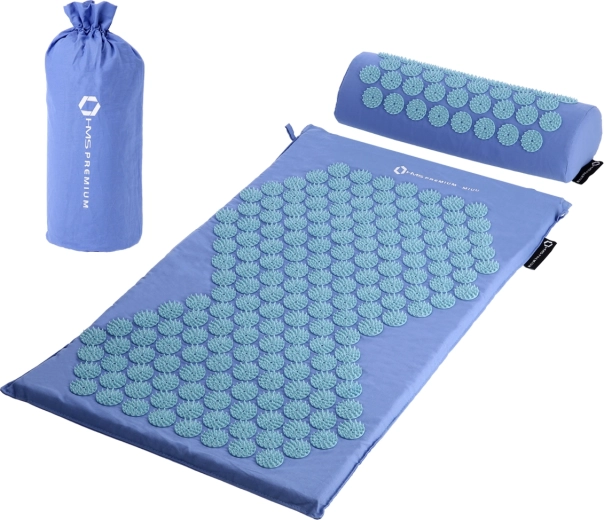 Zestaw akupresurowy z matą i poduszką HMS Premium, niebieski