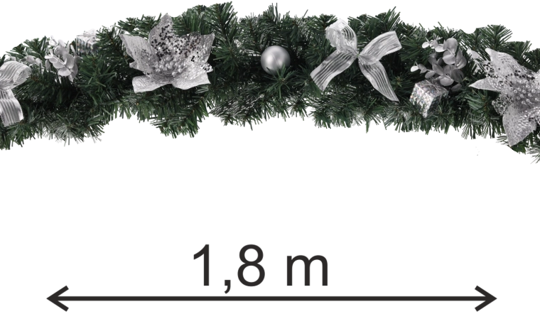 Srebrna girlanda świąteczna 1,8 m