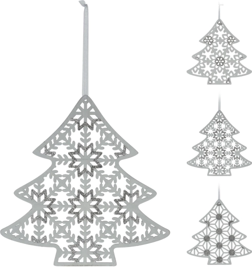 Zawieszana drewniana dekoracja drzewko 30 cm biała