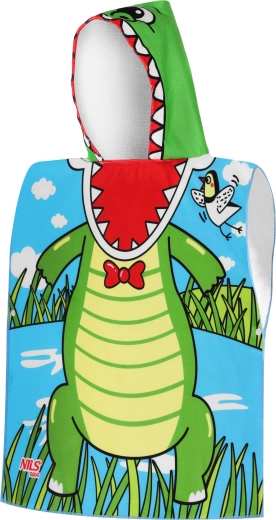 Dziecięce ponczo z mikrofibry z kapturem NILS Aqua Crocodile