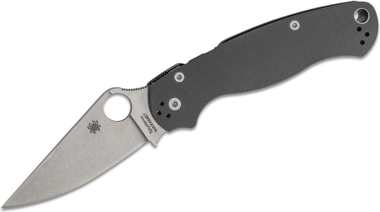 Nóż składany Spyderco Para Military 2 Maxamet, 8,7 cm, stonewash, szary, G10