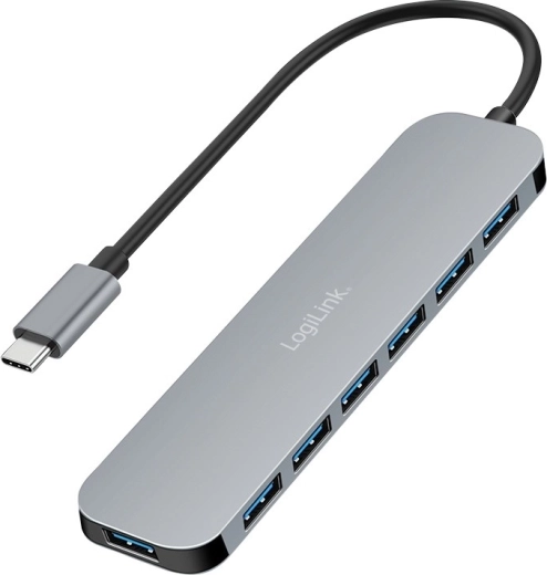 LogiLink 7‑portowy hub USB‑C USB 3.2 z USB‑A, 5 Gb/s i zasilaniem 20 W
