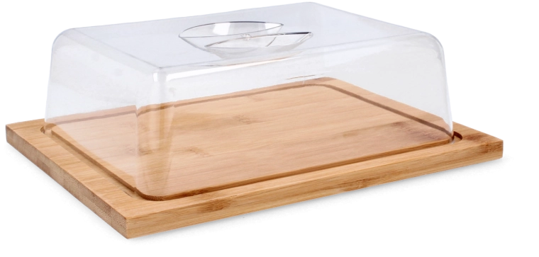 Bambusowa deska do serwowania z przezroczystą pokrywą 25 × 19 × 7,5 cm