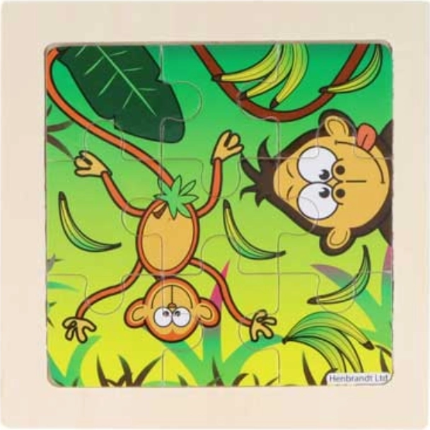 Drewniane puzzle Dżungla z małpkami, 9 elementów
