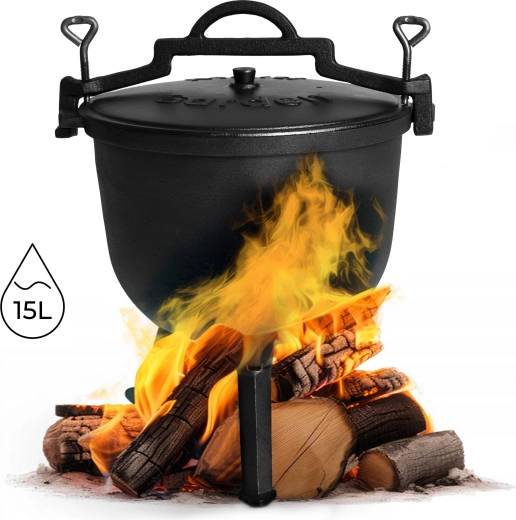 Żeliwny wiszący kociołek 15 l na ognisko MULTIGARDEN
