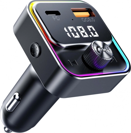Samochodowy transmiter FM Bluetooth SWM 3000 z USB-A i USB-C, PD i QC 3.0, sterowanie głosowe - 1 szt.