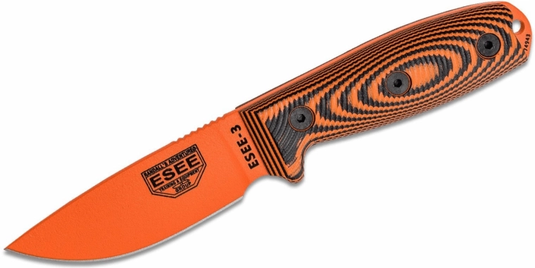 ESEE Model 3 3D Orange nóż survivalowy 8,8 cm, G10, czarno‑czerwony, czarne etui