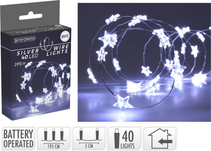 Świąteczne oświetlenie LED gwiazdy 1,95 m 40 LED zimna biel - 1 szt.