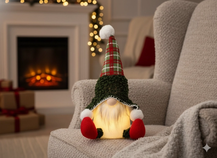 Świąteczny skrzat siedzący zielony 22 × 17 × 34 cm