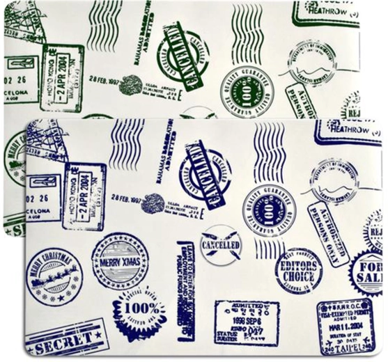 Plastowa podkładka TORO 43 × 28 cm z motywem pieczątek, mix kolorów