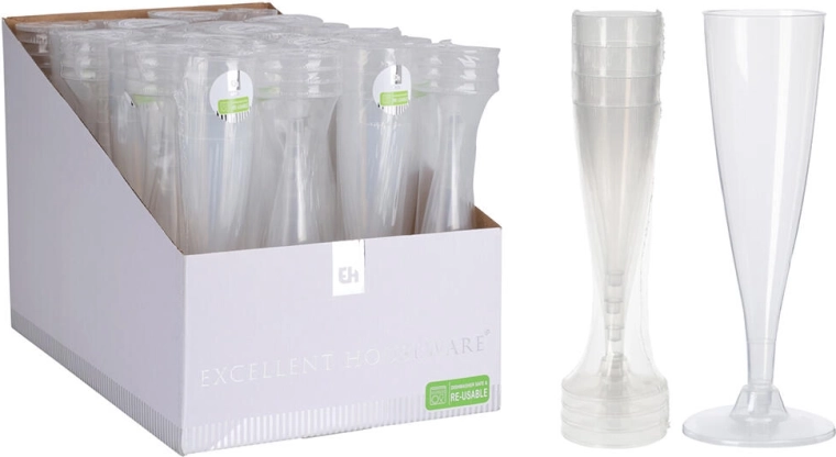Plastowe kieliszki do szampana flet 130 ml, zestaw 4 szt.