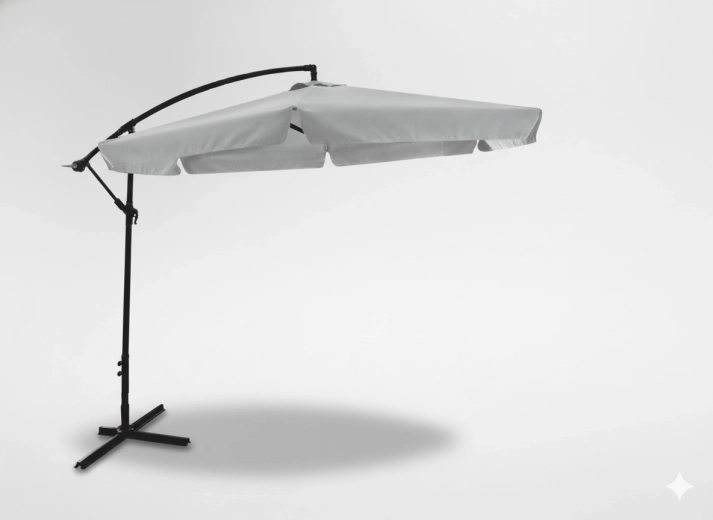 Ogrodowy wiszący parasol 3 m szary banana z pokrowcem