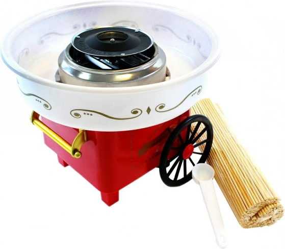 Retro maszyna do produkcji słodkiej waty cukrowej czerwony