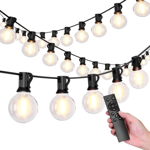 Ogrodowy łańcuch świetlny 20 m, 30 żarówek LED, 9 trybów, zdalne sterowanie, zewnętrzny IP44