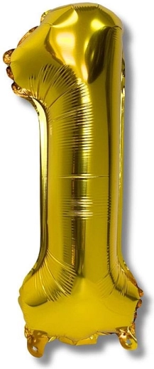 Balon foliowy cyfra 1, złoty 40 cm
