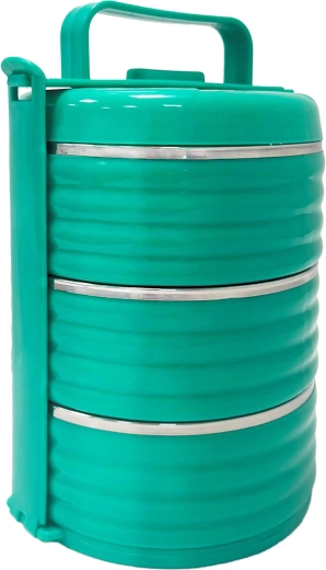 Plastowy termos obiadowy z wnętrzem ze stali nierdzewnej TORO 3×0,6 l