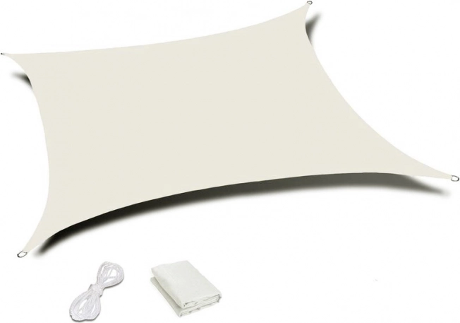 Prostokątna płachta zacieniająca 2 × 3 m, wodoodporna, beżowa, MultiGarden