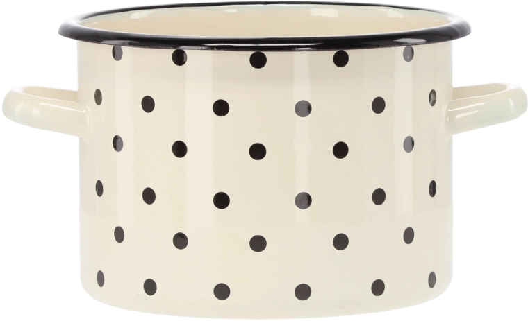 Emaliowany garnek 3 l 18 cm biały w kropki