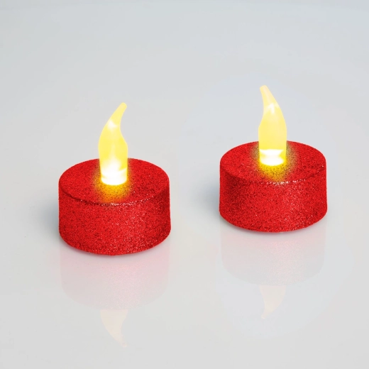 Czerwone świeczki LED typu tealight z bateriami, 2 sztuki