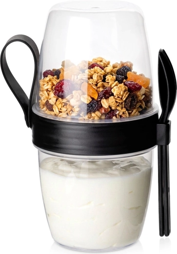Kubek na jogurt Vilde z oddzielnym pojemnikiem na musli 800 ml z łyżeczką i widelczykiem