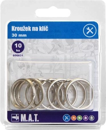Kółko na klucze 30 mm nikiel – zestaw 10 szt.