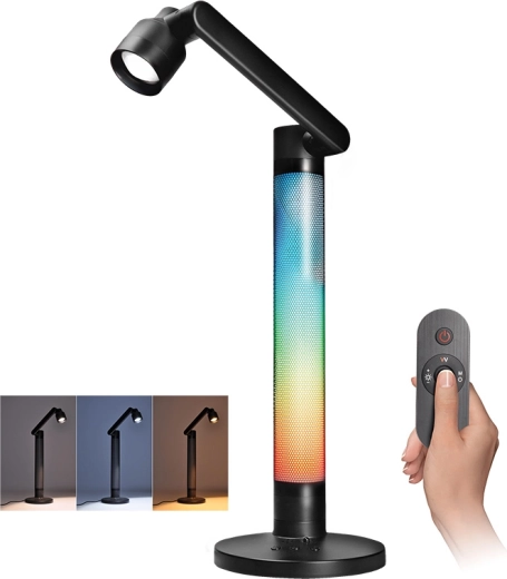 Solight LED ściemniana lampka biurkowa z podświetleniem RGB 10 W 600 lm z pilotem