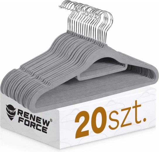 Antypoślizgowy wieszak na ubrania premium – zestaw 20 szt. (szary)