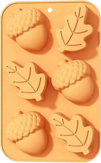 Silikonowa forma do pieczenia szyszka i liść, pomarańczowa, 27 × 17 × 3 cm
