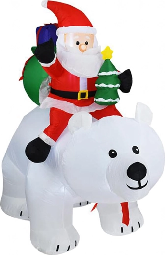 Nadmuchiwana świąteczna dekoracja z Mikołajem na niedźwiedziu polarnym LED 210 cm