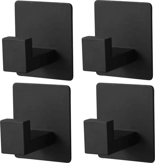 DA106 4x samoprzylepne czarne haczyki łazienkowe