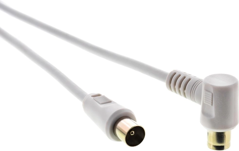 Sencor antenowy kabel koncentryczny wtyk–gniazdo 90° 1,5 m biały