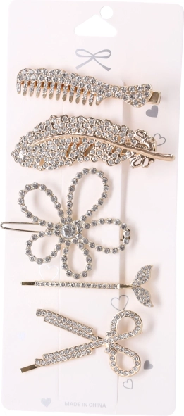 Zestaw złotych spinek do włosów – 5 sztuk