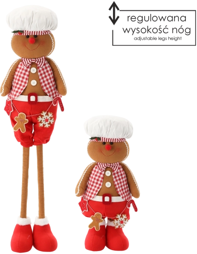 Świąteczna dekoracja piernikowy chłopiec z teleskopowymi nogami