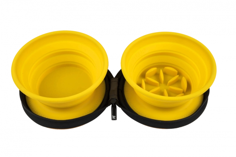 Podwójna miska turystyczna ze spowalniaczem jedzenia Kiwi Walker – pomarańczowa, 2 szt.